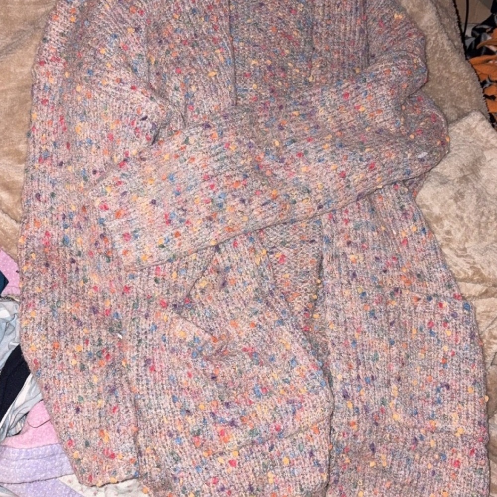 Sienna Sky Pastel Speckled Knit Cardigan - Pink Heather